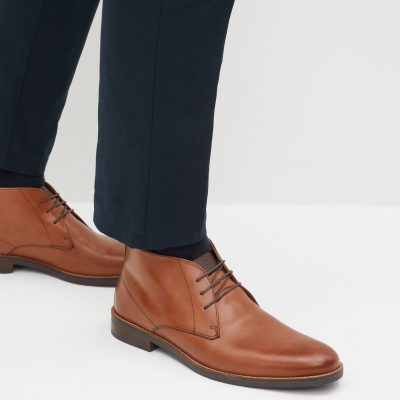 Fortune931| Tan Brown Leather Chukka Boots