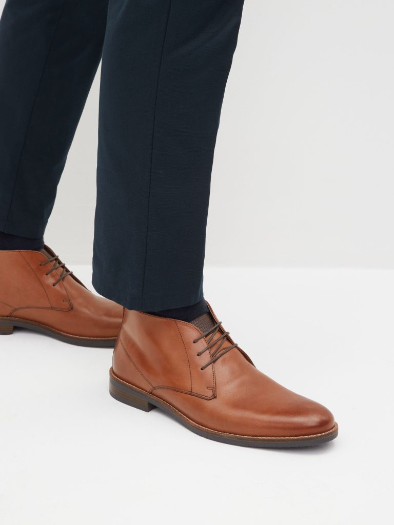 Fortune931| Tan Brown Leather Chukka Boots