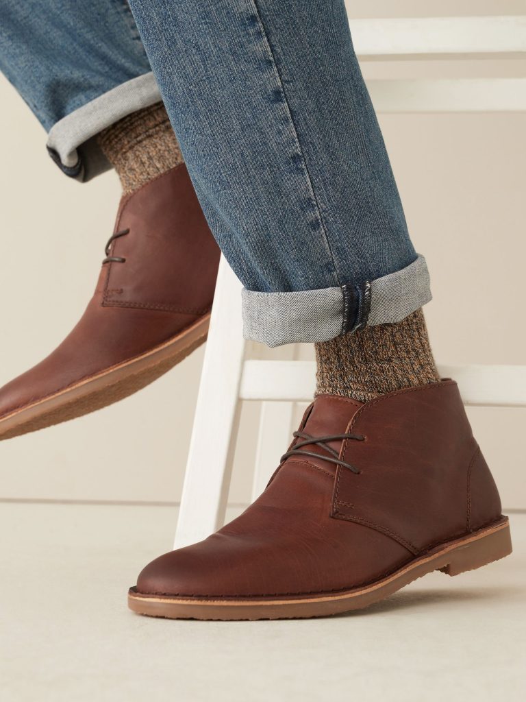Fortune924| Tan Brown Leather Desert Boots