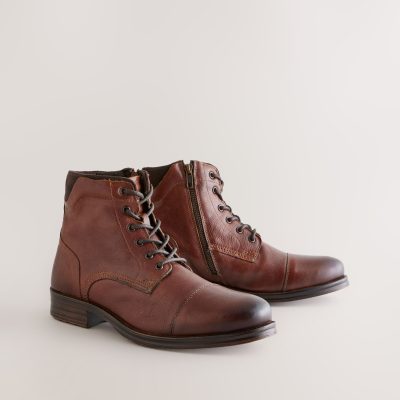 Fortune928| Tan Brown Toecap Leather Boots
