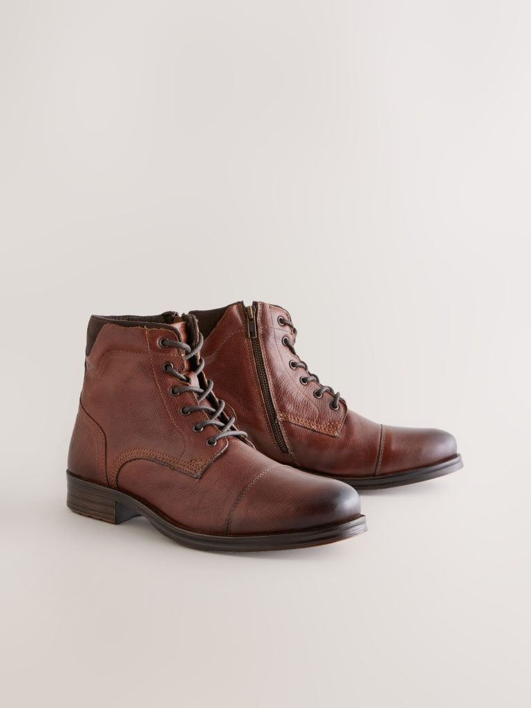 Fortune928| Tan Brown Toecap Leather Boots