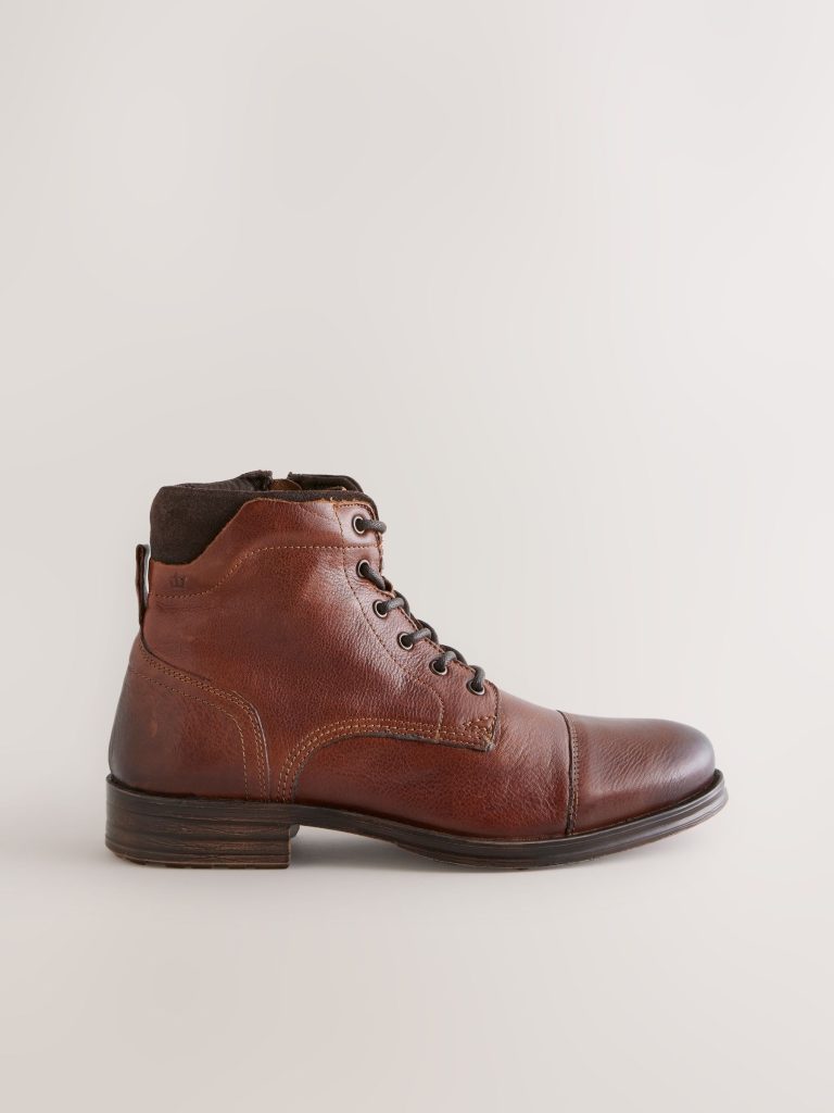 Fortune928| Tan Brown Toecap Leather Boots - Image 3
