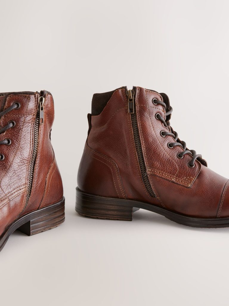 Fortune928| Tan Brown Toecap Leather Boots - Image 5