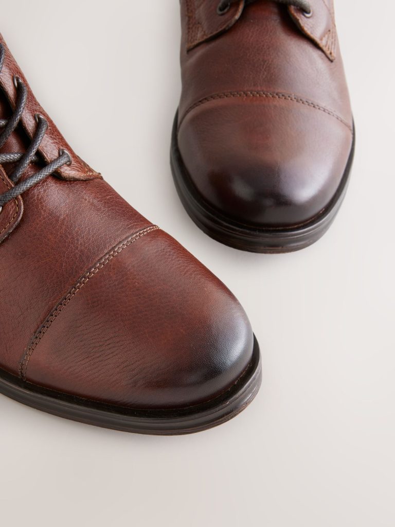 Fortune928| Tan Brown Toecap Leather Boots - Image 6
