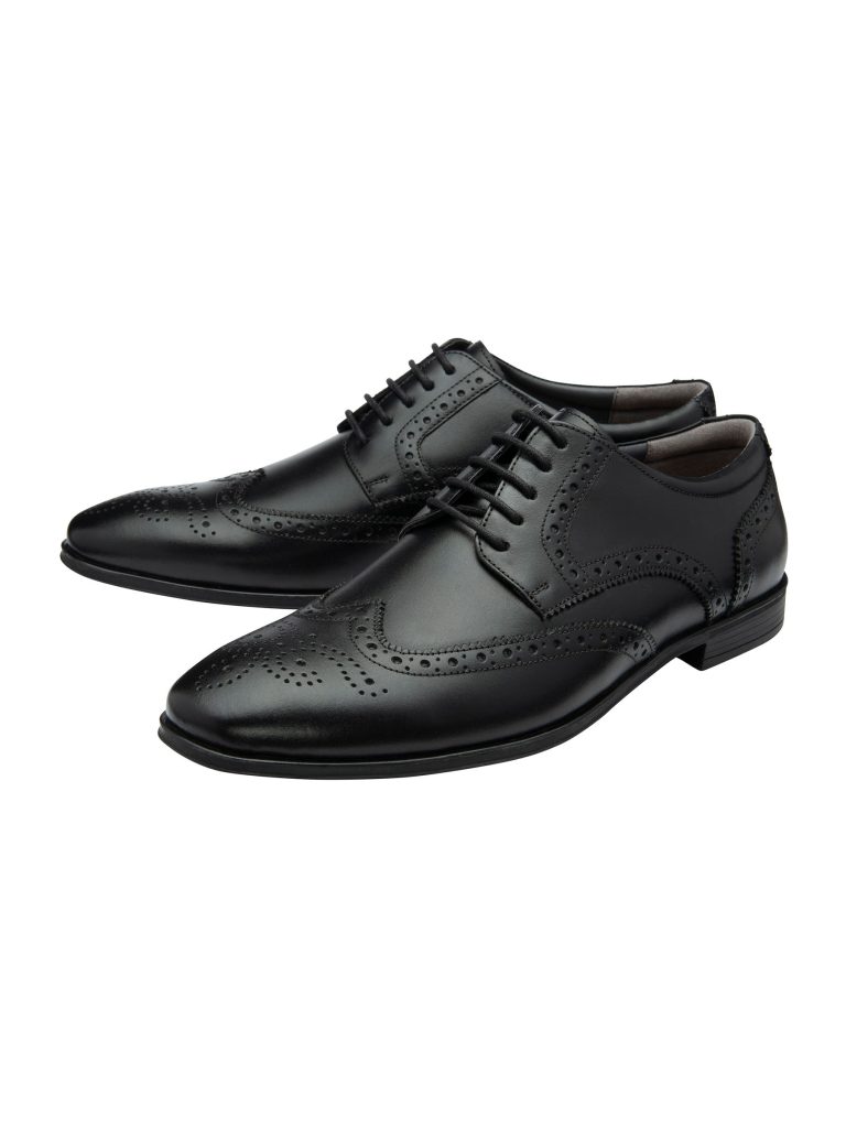 Fortune893| Black Mens Leather Lace-Up Brogues - Image 2