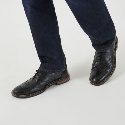Fortune905| Black Cognac Chunky Brogue Shoes