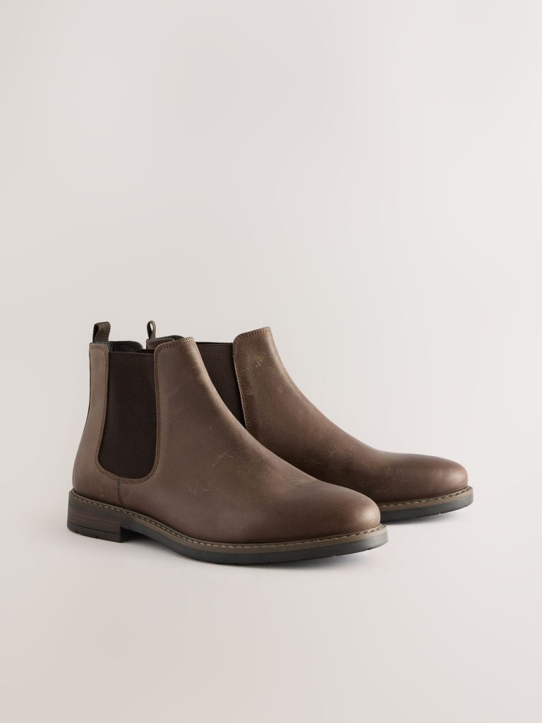 Fortune933| Brown Waxy Leather Chelsea Boots - Image 2