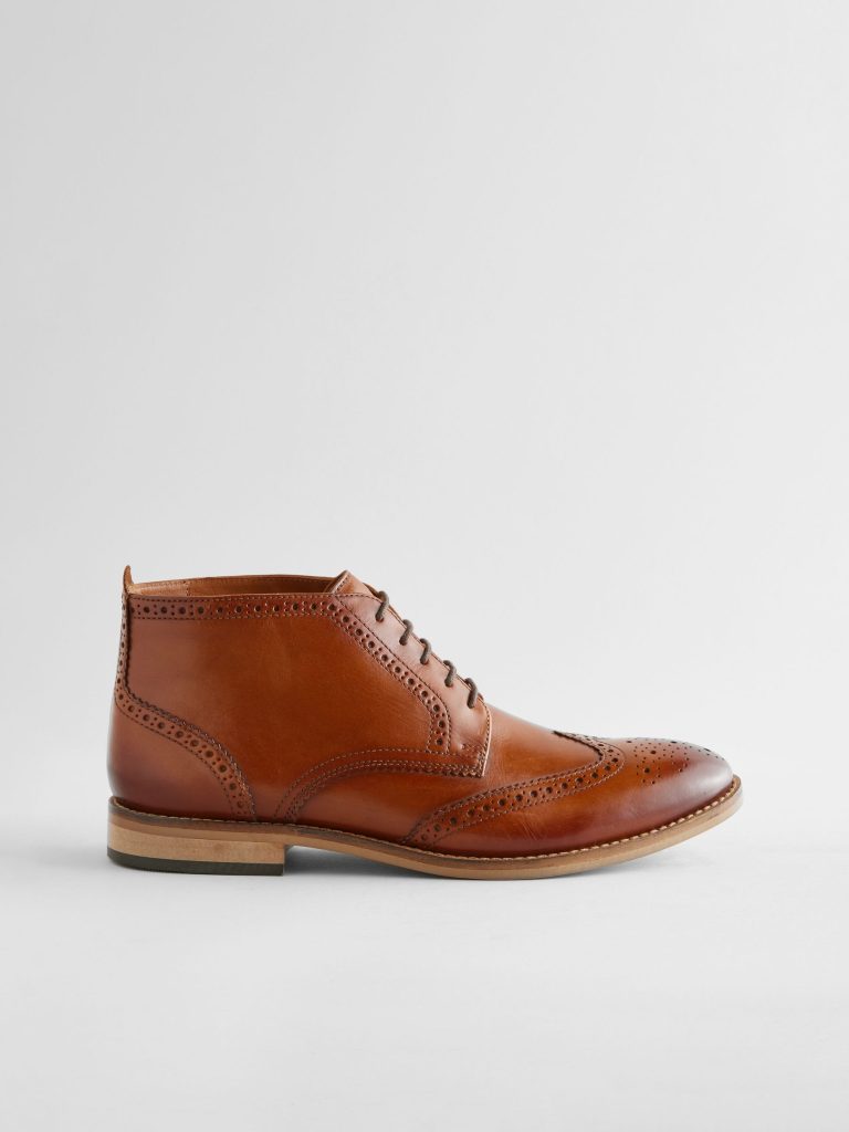 Fortune926| Tan Brown Leather Brogue Boots - Image 2