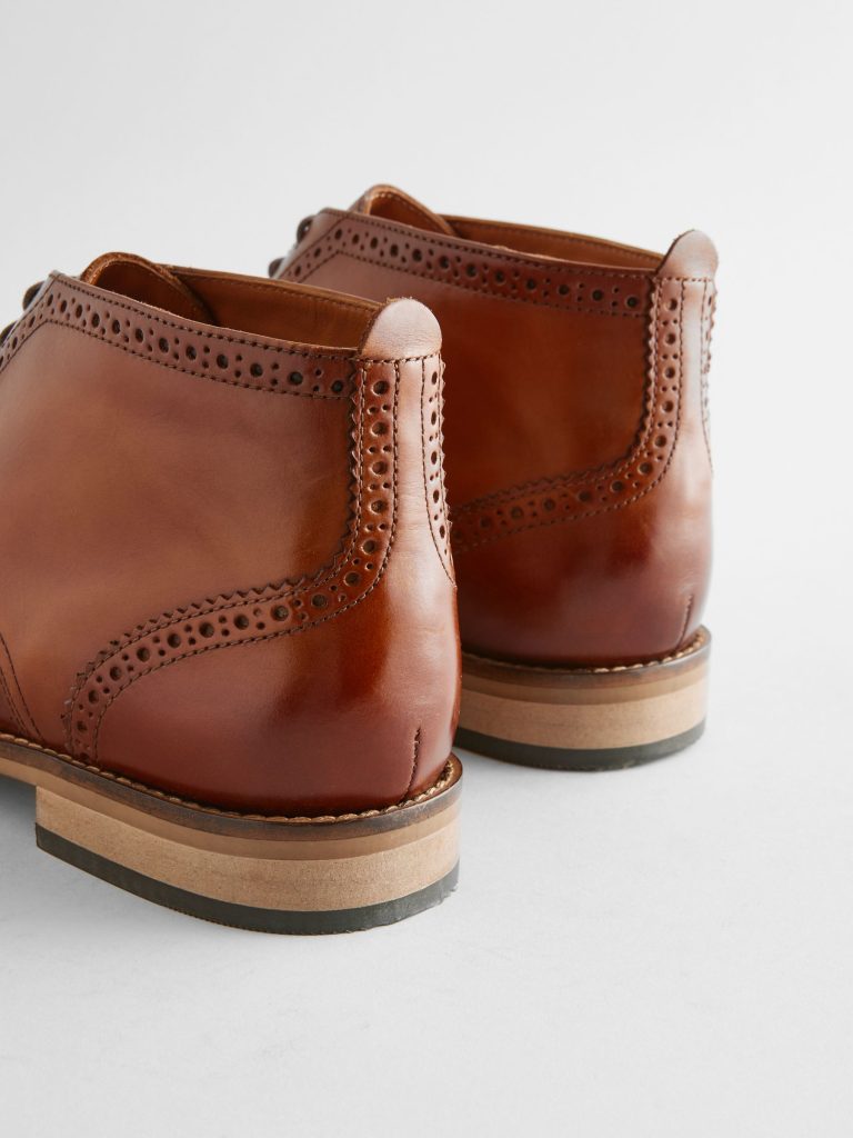 Fortune926| Tan Brown Leather Brogue Boots - Image 3