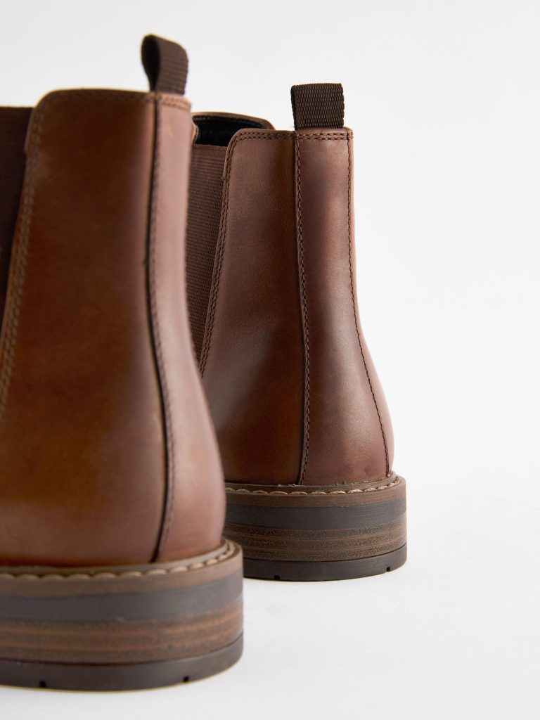 Fortune917| Tan Brown Waxy Leather Chelsea Boots - Image 4