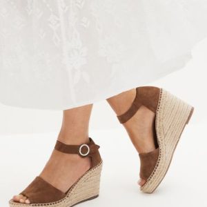 Fortune874| Tan Brown Suede Espadrille Wedges